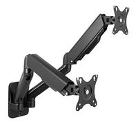 Deltaco ARM-0361 - Soporte de Monitor Acusado, Montado en pared, Adecuado para 2 Pantallas de 17 a 32" - Negro