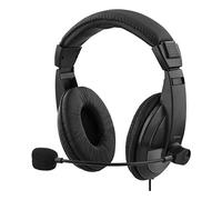 DELTACO Auriculares estéreo con micrófono Plegable, Arco Ajustable, Control de Volumen, Cable de 2 m, Conector USB, Gris - Negro