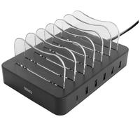DELTACO Estación de Carga Compatible con USB 5 Puertos USB-A + 1 Puerto USB-C (sin câble) (Negro)
