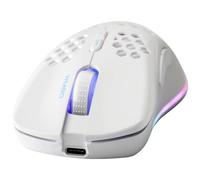 DELTACO GAMING White Line WM80 Ratón inalámbrico para Juegos Ligero - LED RGB - Receptor USB de 2.4 GHz - 6400 dpi - 1000 Hz - Blanco
