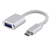 DELTACO USBC-1276 Cable USB 0,1 m USB Type C USB A Plata