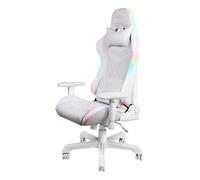 Deltaco Zocker - Silla de Gaming con reposabrazos, Respaldo y Almohada, Silla de Oficina ergonómica, con iluminación RGB, Piel sintética, 120 kg, Color Blanco