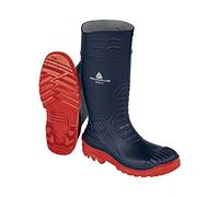 DELTAPLUS Bota de seguridad de PVC CE S5 SRC impermeable parachoques pie y tobillo punta metal Iron - 42, azul y rojo