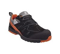 Deltaplus BROOKS3NO42 Mocasines en Nobuck, Piel Engrasada y Malla de Nylon, S3 HRO SRC, Negro/Naranja, 42 EU, Negro, Naranja, 40 EU