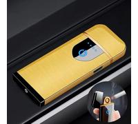 Deluisho Encendedor eléctrico recargable USB, encendedor electrónico de arco, resistente al viento, duradero, dorado