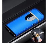 Deluisho Gas Mechero Electrónico de Arco - Carga USB, Resistente al Viento, Táctil Duradero - Encendedor de Cigarrillos de Bolsillo (Azul)
