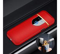 Deluisho Gas Mecheros, Encendedor Electrónico, Mechero de Arco, Carga USB/Resistente al Viento/Encendedor Táctil Duradero, Encen-dedor de Cigarrillos de Bolsillo (Rojo)