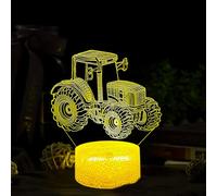 Deluisho Lámpara 3D Tractor, Luz Nocturna de Tractor 3D, Luz Nocturna Infantil con Forma de Camión, Base de Plástico Ecológico y Tablero Luminoso Acrílico, Voltaje Seguro de 5V, Regalo Sorpresa