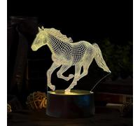 Deluisho Lámpara de Caballos para Niños, Lámpara LED de Caballo 3D, Lámpara de Ilusión 3D, 16 Colores de Luz Libremente Conmutables, Interruptor Táctil, Luz Nocturna con Efectos Visuales 3D