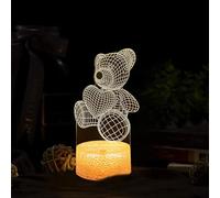 Deluisho Luz Nocturna 3d Osito de Peluche, Lampara 3d, Luz de Noche, Lu-z Decorativa de Habitación con Tema de Oso para Niños, Regalo Creativo, 5V USB Powered