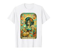 Delulu con Recibos Esqueleto Oráculo Tarot Arte Camiseta gráfica económica, Hombre, Blanco, S