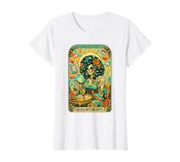Delulu con Recibos Esqueleto Oráculo Tarot Arte Camiseta gráfica económica, Mujer, Blanco, S