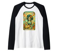 Delulu con Recibos Esqueleto Oráculo Tarot Arte Camiseta Manga Raglan