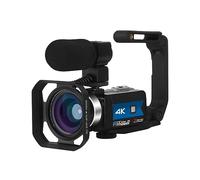 DELURA Full 4K UHD Streaming Videocámara Cámaras Digitales 56MP Outdoor WiFi Video Recorder Vlog IR Night Vision cámara de Alta definición (Color : Black, Size : 16G SD Card)