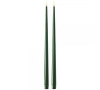 Deluxe Homeart [W0725] Real Flame Shiny Dinner Candle 2 pcs (38 cm) Dark Green, 2,2 x 38 cm [SET2]