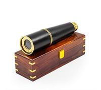 Deluxe Nautical Pirate Boat Brass Spyglass with Functional Optical Zooms & Genuine Rosewood Storing Case Anchor Emblem Inlaid | Nagina International (32 Inches, Antique Brass (W/Box))