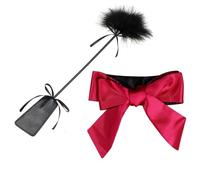 Deluxe Plumas de plumas, juego de remo de bondage, juego de remo de bondage, juguete sexual con venda de los ojos (negro y rojo 2)