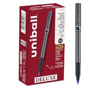 Uni Mitsubishi Pencil Bolígrafo Deluxe Roller Ball Stick impermeable tinta azul punta micro 12 uds