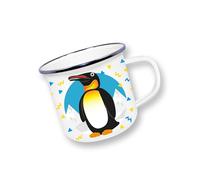 Deluxebase Anamelware Penguin - Taza esmaltada de 375 ml con diseño novedoso de pingüino, tazas de camping reutilizables con temática animal y tazas de café de viaje para bebidas frías y calientes