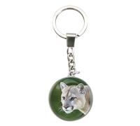 Deluxebase Magnidome - Llavero con forma de cúpula con cadena de acero inoxidable. Llavero de cúpula de cristal, Cougar, 4.5cm x 4.5cm x 1.7cm