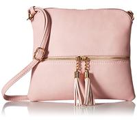 DELUXITY Bolso cruzado mediano ligero con borla, Rosa (Blush), Talla única