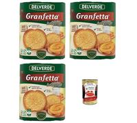Delverde Granfetta Galletas integrali con harina integral de grano entero, 40 galletas de grano entero, 3 x 300 g + polpa italiana gourmet 400 g