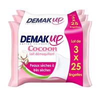demak' Up Cocoon 3 paquetes de 25 toallitas leche Desmaquillante Piel Seca/sensibles