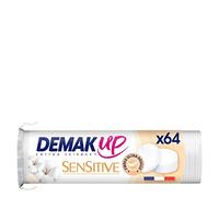 Demak'Up Sensitive Discos de algodón para desmaquillar - Cara y ojos - 100% fibras de algodón natural - 64 algodón