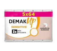 Demak'Up Sensitive Discos Desmaquillantes Redondos - Pack de 320 Algodones (5 x 64) - 100% Fibras Naturales Sin Blanquear - Suavidad Extrema para Piel Sensible y Ojos