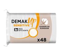 Demak'Up Sensitive x48 - Discos Desmaquillantes Ultra Suaves para Pieles Sensibles - Cara y Ojos - Fibra de Algodón 100% Natural - Paquete con 48 Discos