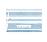 Demark - Álbum de firmas tamaño 30x20 cm, Album firmas para comunión, bodas, bautizos, eventos. Libro firmas fotomaton. (20 hojas, Rayas azúl)