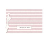 Demark - Álbum de firmas tamaño 30x20 cm, Album firmas para comunión, bodas, bautizos, eventos. Libro firmas fotomaton. (20 hojas, Rayas rosa)
