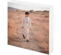 Demark - Bloque de Madera con Foto Personalizada 9x13, 10x15, 10x20, 13x13, 13x18 y 15x20, Marco sin Cristal en Madera Maciza Blanca 20 mm, Impresión Papel Silk, Bolsa de Organza (13x13)