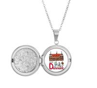 Demark - Collar con medallón con símbolo nacional y patrón de monumento histórico, joyería para regalo de cumpleaños