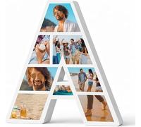 Demark - Marco de Fotos Personalizado con Inicial | Letra A con Fotos para Sobremesa en Forex 19 mm | Collage Fotográfico Personalizado | Decoración con Fotos | Regalo Original