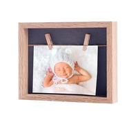 Demark - Marco de madera con pinzas para colgar foto 10x15 cm horizontal, Marco original con pinzas para foto 10x15 cm, Portafoto sobremesa y pared