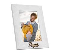 Demark - Marco de Madera KP436 - Elegante marco para fotos de 10x15 cm - Decorado con texto de madera - Posicionable vertical u horizontal - Ideal para decoración y regalos (Blanco, 10x15 Vertical)