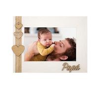 Demark - Marco de Madera Lacado en Blanco para sobremesa Foto 10x15 en Horizontal. Ideal para Foto Horizontal, Regalo Personalizado para Papás