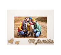 Demark - Marco de madera para foto 10x15 cm, Marco para foto familiar, Portafoto de madera con inscripción de familia.
