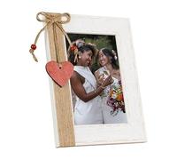 Demark - Marco de madera san valentin, Regalo para enamorar a tu pareja con foto especial 10x15 (Vertical, Madera Blanco, 10x15)