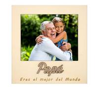 Demark - Marco-Imán Fotográfico ideal para el Día del Padre, hecho en Madera con Texto Grabado - Tamaño 14x15,5 cm, Ideal para Foto Horizontal 11x9 cm, Regalo Original para Papás