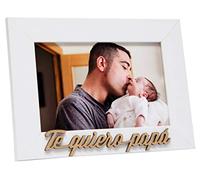 Demark - Te Quiero Papa Marco de Madera KP404 Lacado en Blanco para sobremesa, Tamaños 10x15 cm y 15x20 cm. Ideal para Foto Horizontal, Regalo Personalizado para Papás (Blanco, 10x15)
