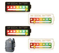 Demarsen 4 Piezas My Social Battery Pins,Insignia Deslizante de Batería Social,Divertido Broche para El Estado Ánimo Social para 7 Días para Mochilas Chaquetas Sombreros