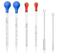 Demarsen 4Pcs Pipetas Cuentagotas, Pipeta de Vidrio 1ml 3ml 5ml 10ml, Pipeta Laboratorio con Cepillo de Limpieza y Bulbo de Goma para Laboratorio Farmacia Perfume Química