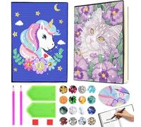 Demarsen Juego de 2 manualidades para niñas 7, 8, 9, 10, 11, 12 años, pintura de diamantes 5D, cuaderno de pintura de diamante A5, regalos para niños de 6 a 12 años, regalos para cumpleaños o Navidad