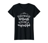 Demasiadas bendiciones para ser ingrato Bendito Agradecido Camiseta gráfica económica, Mujer, Negro, XS