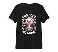Demasiado Acogedor para moverse Navidad Panda Holiday Camiseta Premium