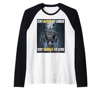 Demasiado Alfa para Perseguir Demasiado Salvaje para Perder Funny Alpha Wolf Meme Camiseta Manga Raglan
