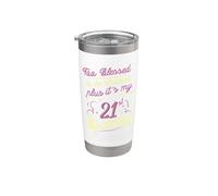 Demasiado bendecido para estar estresado 21 cumpleaños cumpliendo 21 años Vaso térmico de acero inoxidable de doble pared