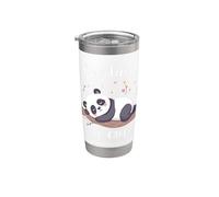 Demasiado Cansado Para Cuidar Dormir Panda Arte Relax Vaso térmico de acero inoxidable de doble pared